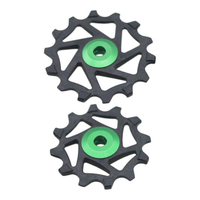 2pcs 12T 14T Ceramic Bearing Jockey Pulley Wheel Road Bike Rear Green