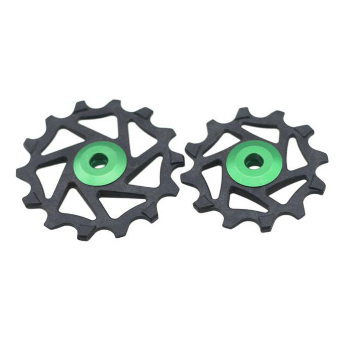 2pcs 12T 14T Ceramic Bearing Jockey Pulley Wheel Road Bike Rear Green