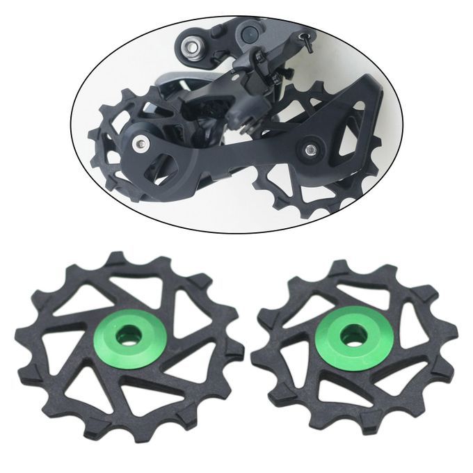 2pcs 12T 14T Ceramic Bearing Jockey Pulley Wheel Road Bike Rear Green
