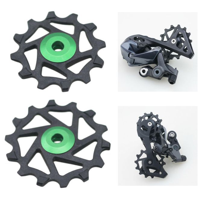 2pcs 12T 14T Ceramic Bearing Jockey Pulley Wheel Road Bike Rear Green