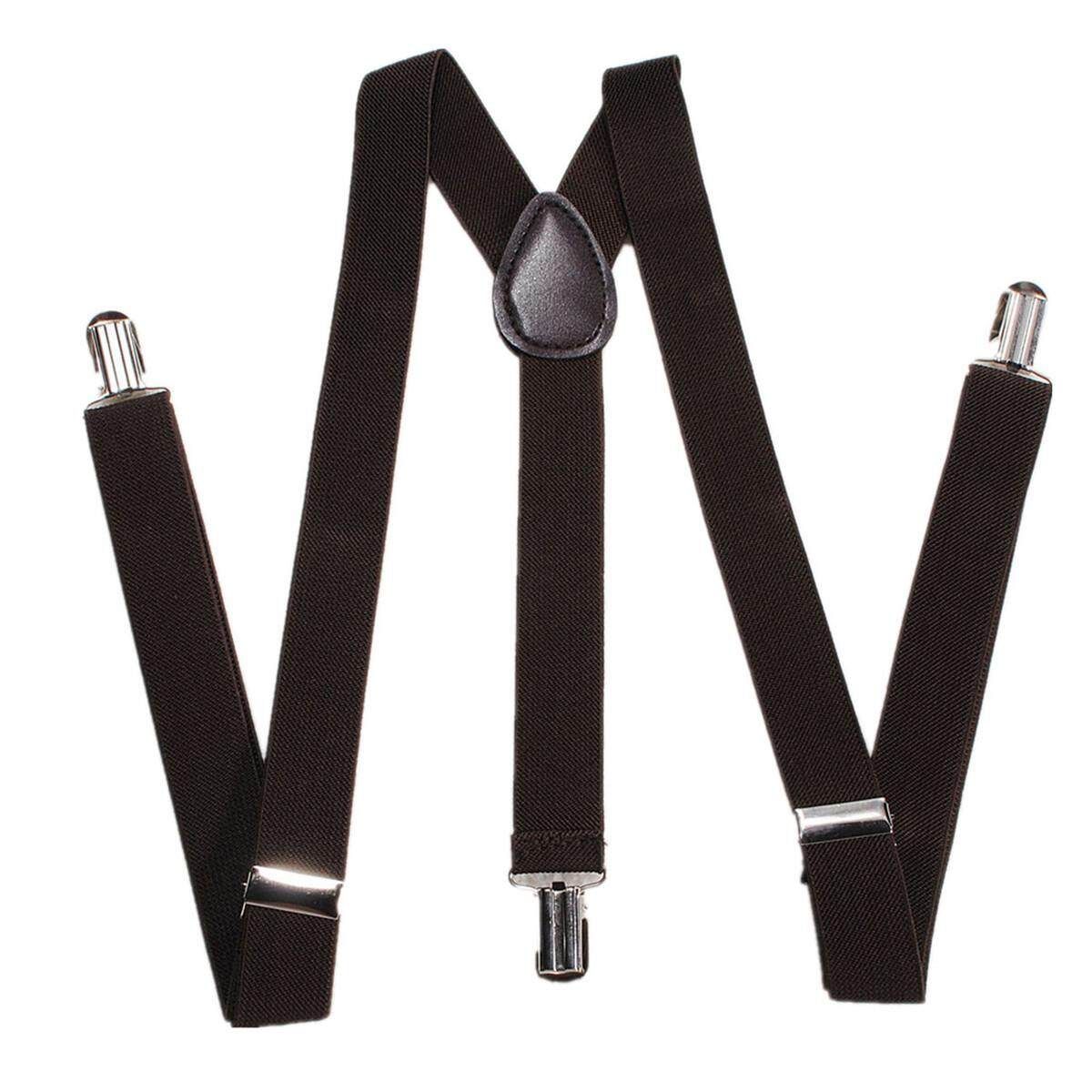 Unisex Adult Child Elastic Brace Suspender Y Back Neon Adjustable Clip-on Belt Dark Brown