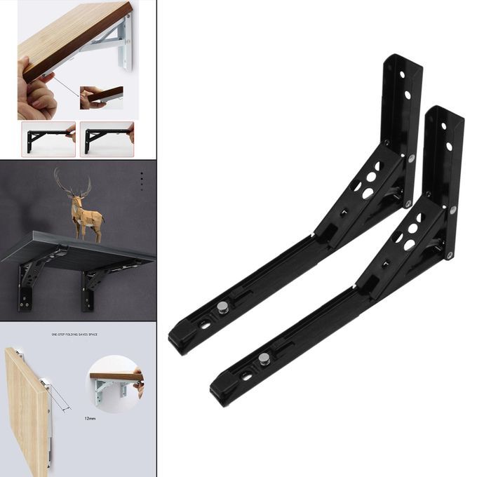 Triangle Folding Angle Bracket Shelf Bracket Heavy Support 12in Black