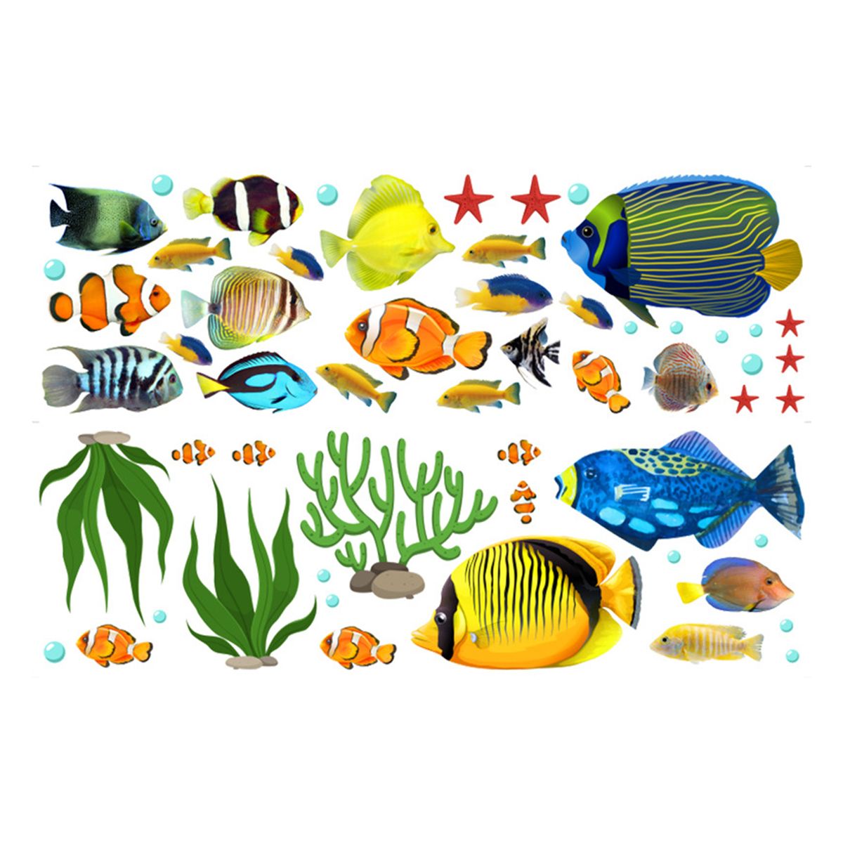 DIY Wall Decals Cute Tropical Fish Shaped Theme Boys Kids