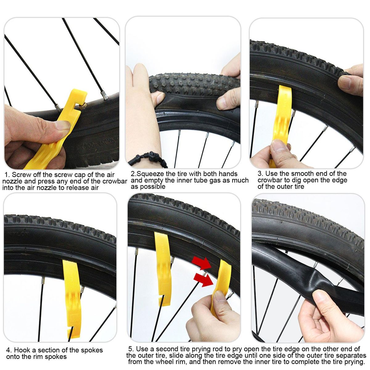 3Pcs Tire Removal Tool Rust Resistant Cycling Tire Lever