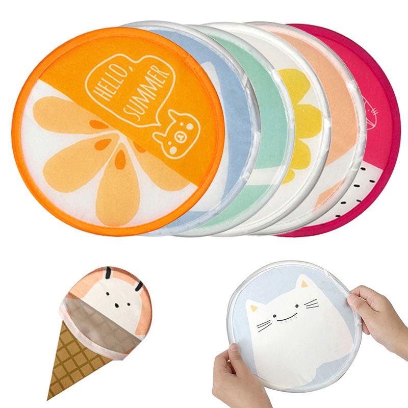 Japanese Foldable Folding Fan Cartoon Style Hanging Round Cartoon Fan Hangable Hand Cartoon TSLM1 1pcs Fan Portable Portable