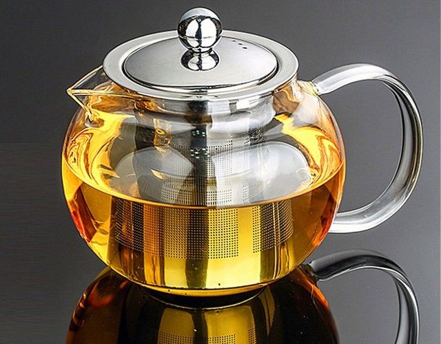 Hear Resistant Glass Teapot Cup With Stainless Steel Infuser