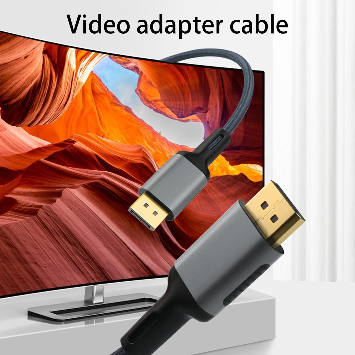 DP to DP Adapter DisplayPort 2.0 Male to DisplayPort Male 2.0 Converter Grey