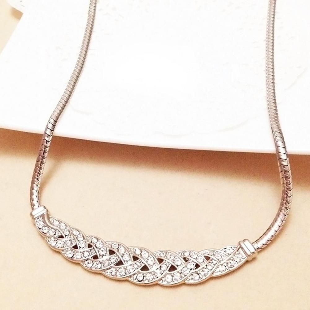 Twist flash diamond necklace short dress silver