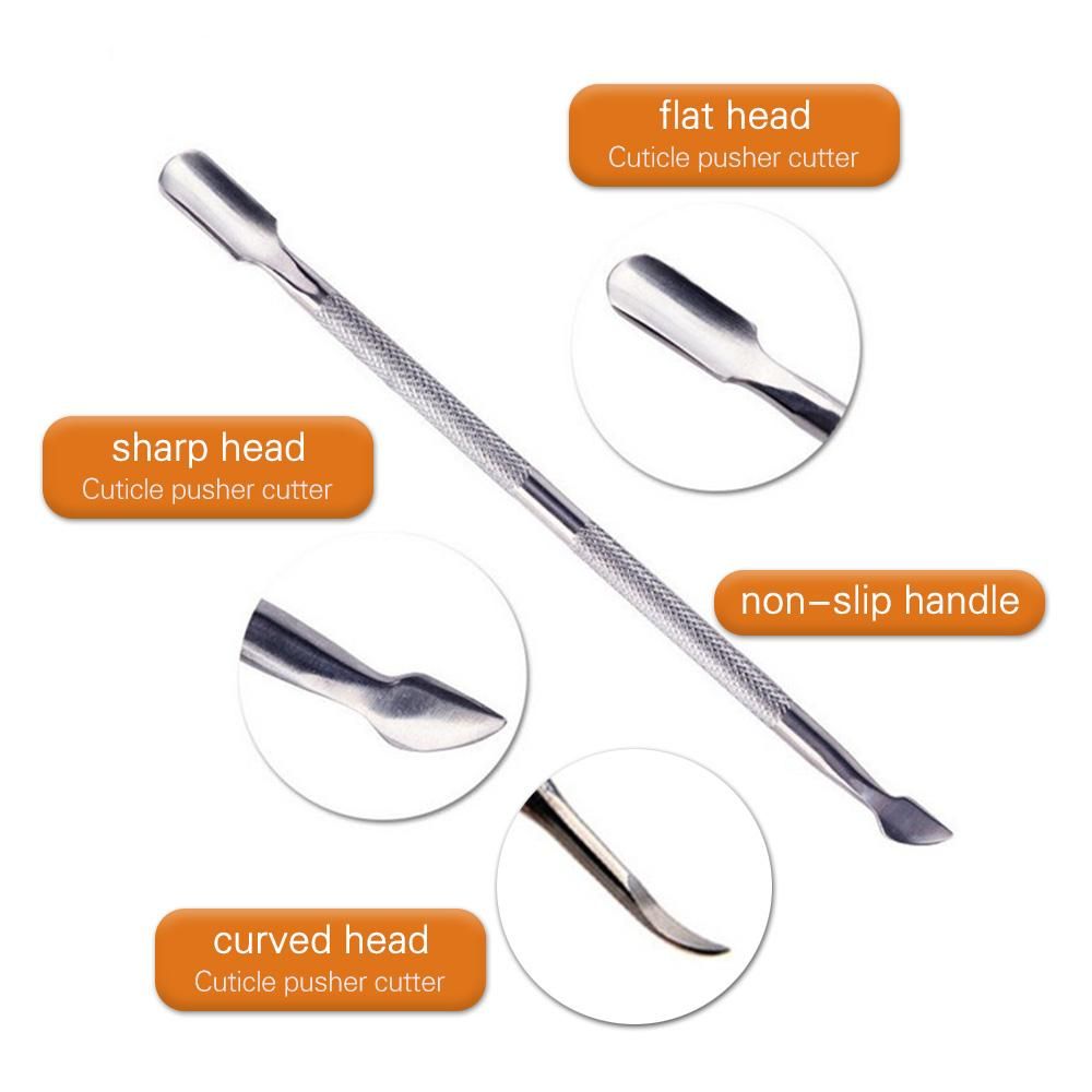Cuticle Pusher Cutter Stainless Steel Cuticle Remover Manicure Pedicure Tool for Fingernails Toenails