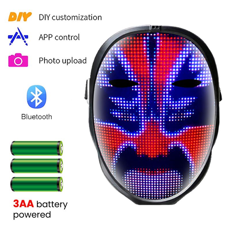 LED Party Face Mask Light Up Mask With 50 Pattern Display