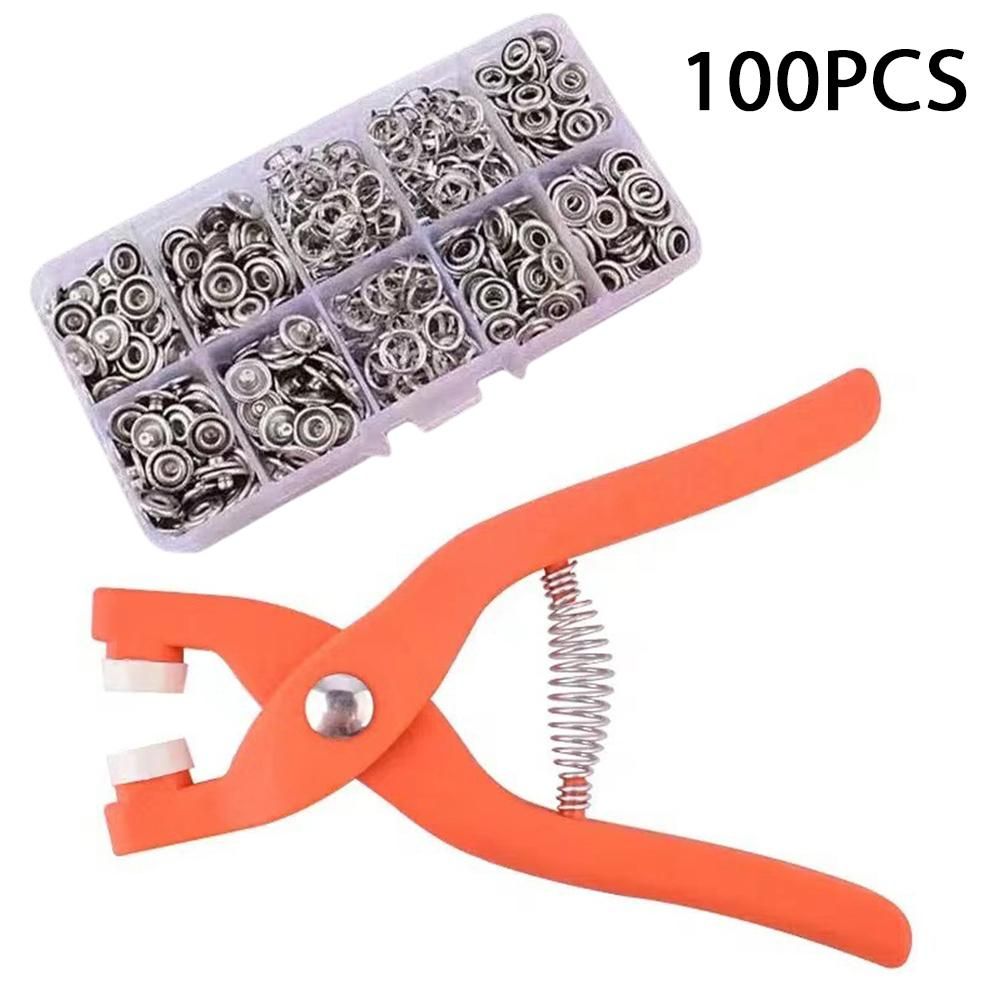 Metal Snaps Buttons With Fastener Pliers Tool Kit Five Claw