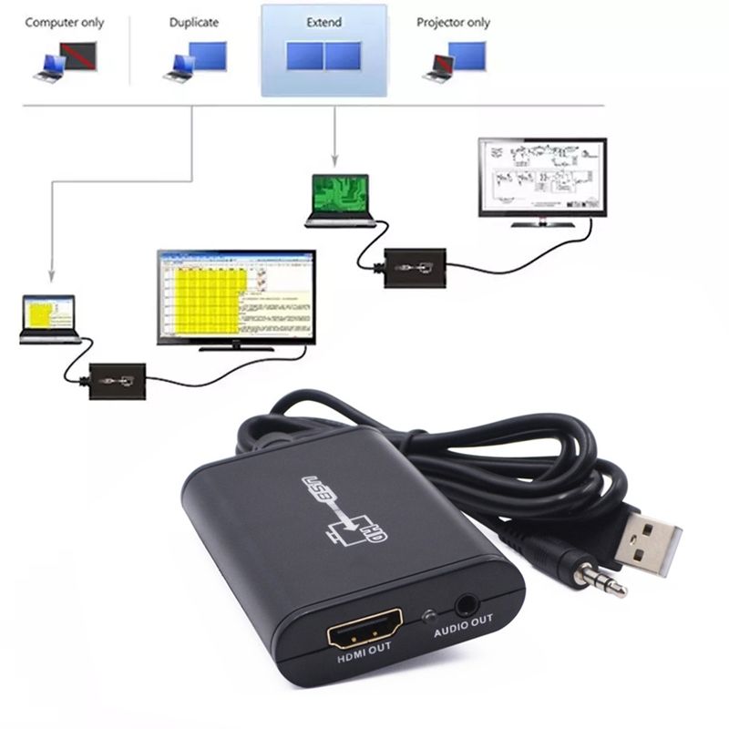 USB 3.0 To HDMI HD Video Leader Converter For HDTV, Support Full HD 1080P(Black)