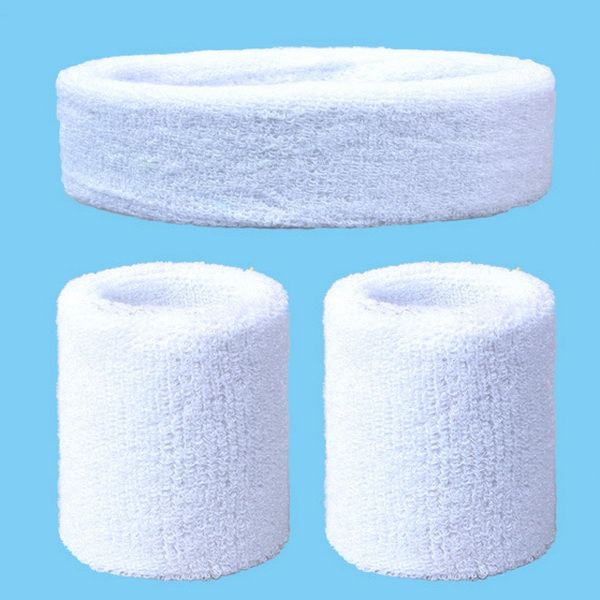 2Pcs Sport Wristbands + 1Pcs Headband Towel Sweatband Set For Yoga Basketball Tennis Fitness Run Head Band Wrist  Protector-