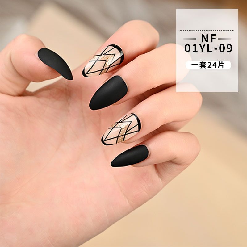 24pcs Black And Nude Matte Press On Nails