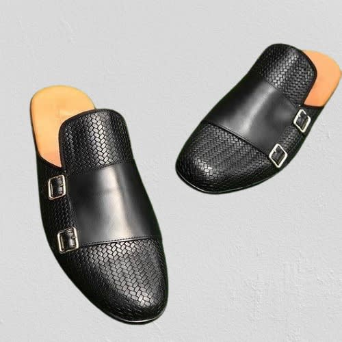 Male Half Cover Woven Leather Shoe