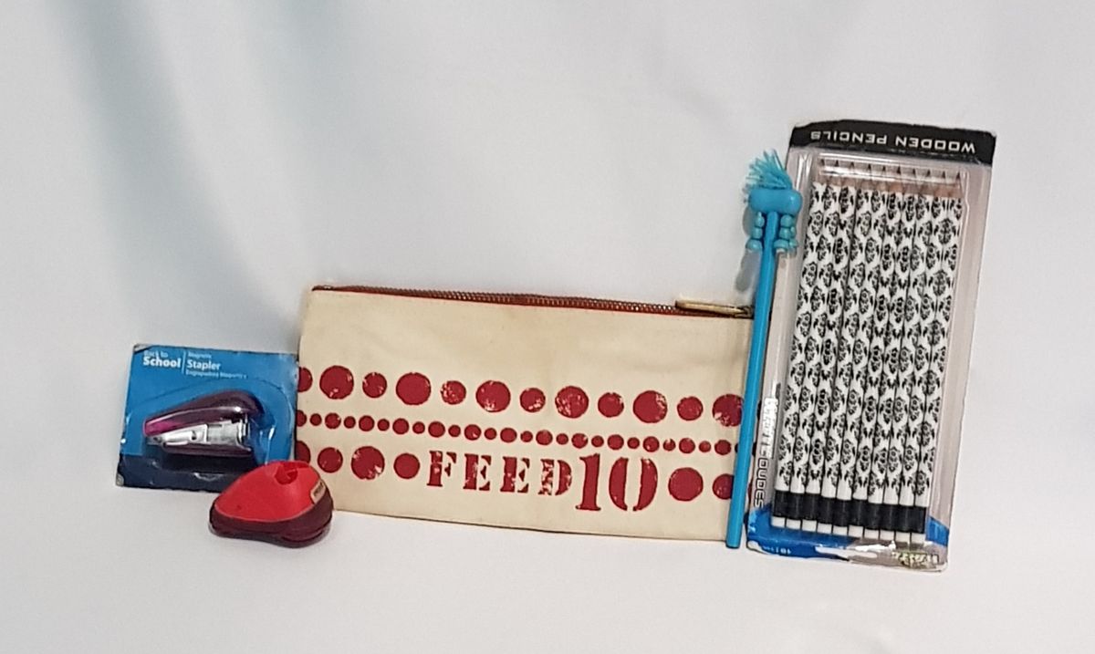 Pencil Case With Pencils, Sharpener & Stapler