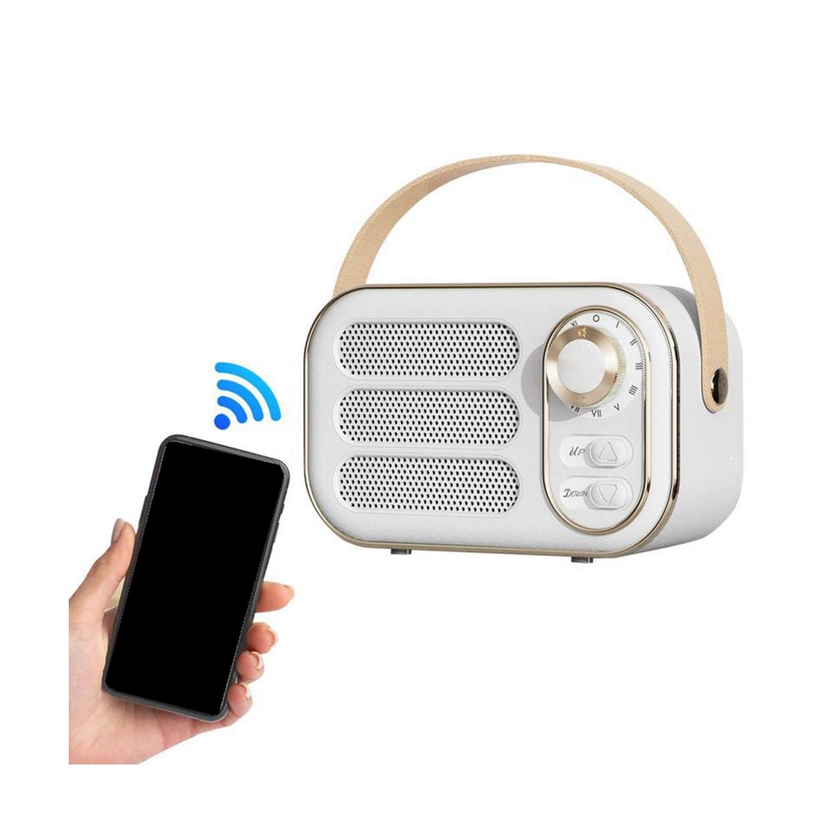 Retro Speaker 360 Stereo Effect Bluetooth Mini Speaker Vintage Radio Home Decor Sound Box for Outdoor Pink