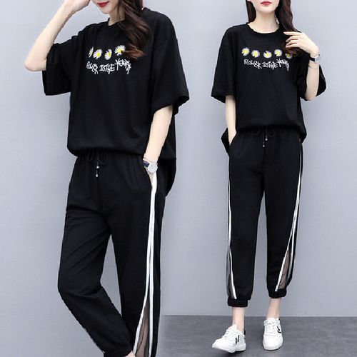 2021 Women's Casual Suit Summer Small Daisy Short Sleeve Two-piece Suit