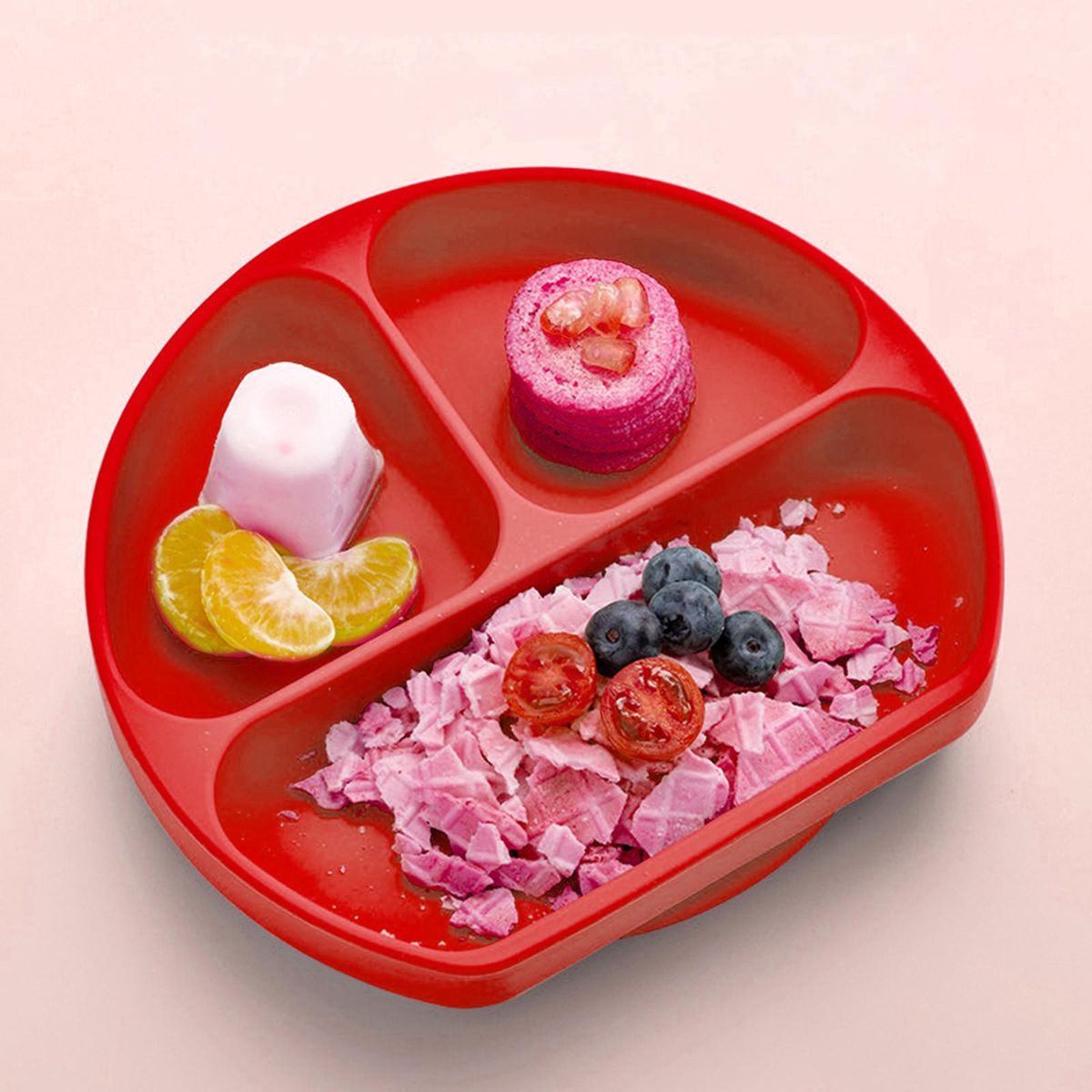 Silicone Suction Plate Non Slip BPA Free For Baby Feeding Set Kids Red