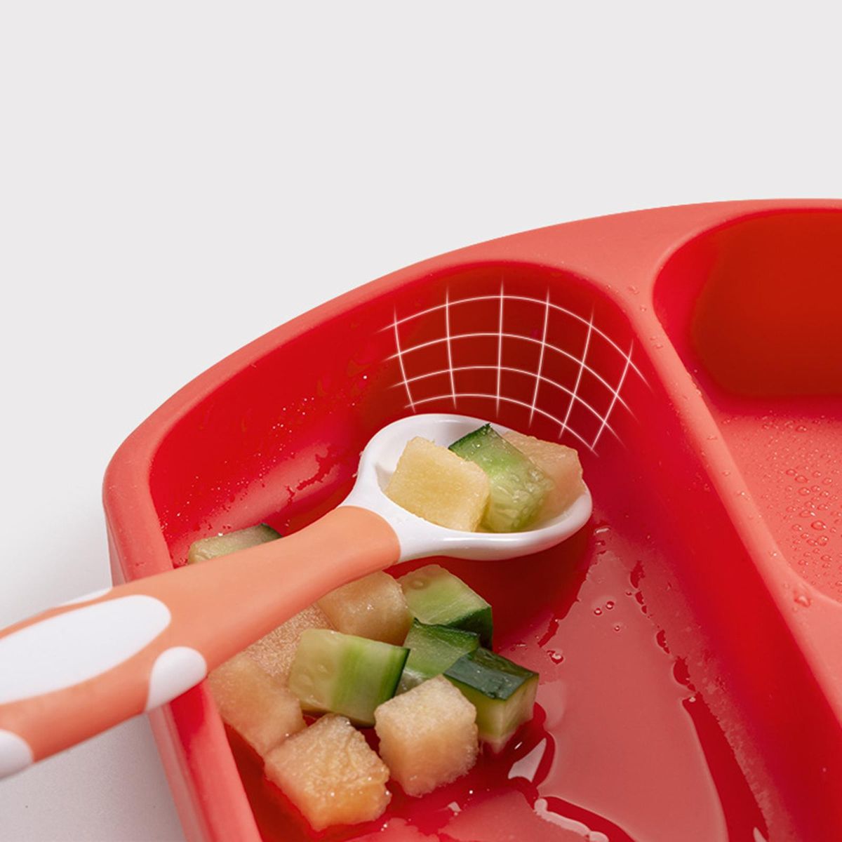 Silicone Suction Plate Non Slip BPA Free For Baby Feeding Set Kids Red
