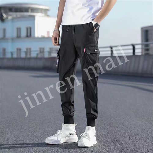 Men's Youth Overalls Casual Pants-Black