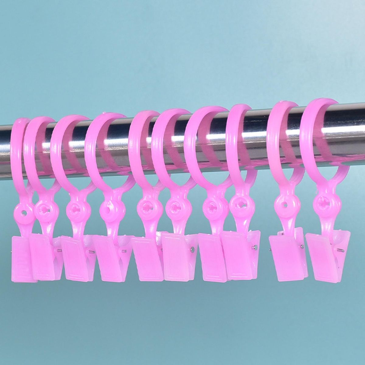 10Pcs Curtain Holder Shower Curtain Rod Hook Pink
