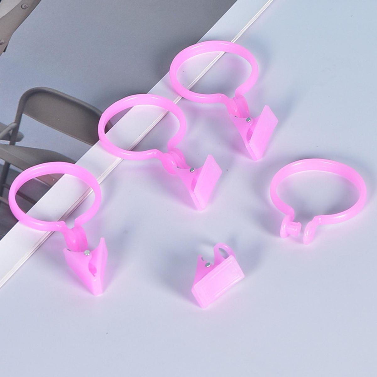 10Pcs Curtain Holder Shower Curtain Rod Hook Pink