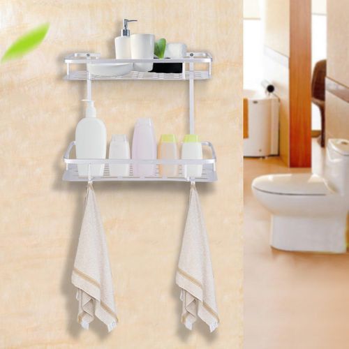 Double Layers Bathroom Toilet Corridor Aluminum Wall Mounted Storage Shelf Rack