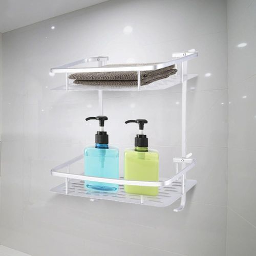 Double Layers Bathroom Toilet Corridor Aluminum Wall Mounted Storage Shelf Rack