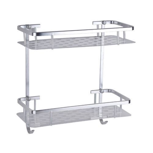Double Layers Bathroom Toilet Corridor Aluminum Wall Mounted Storage Shelf Rack
