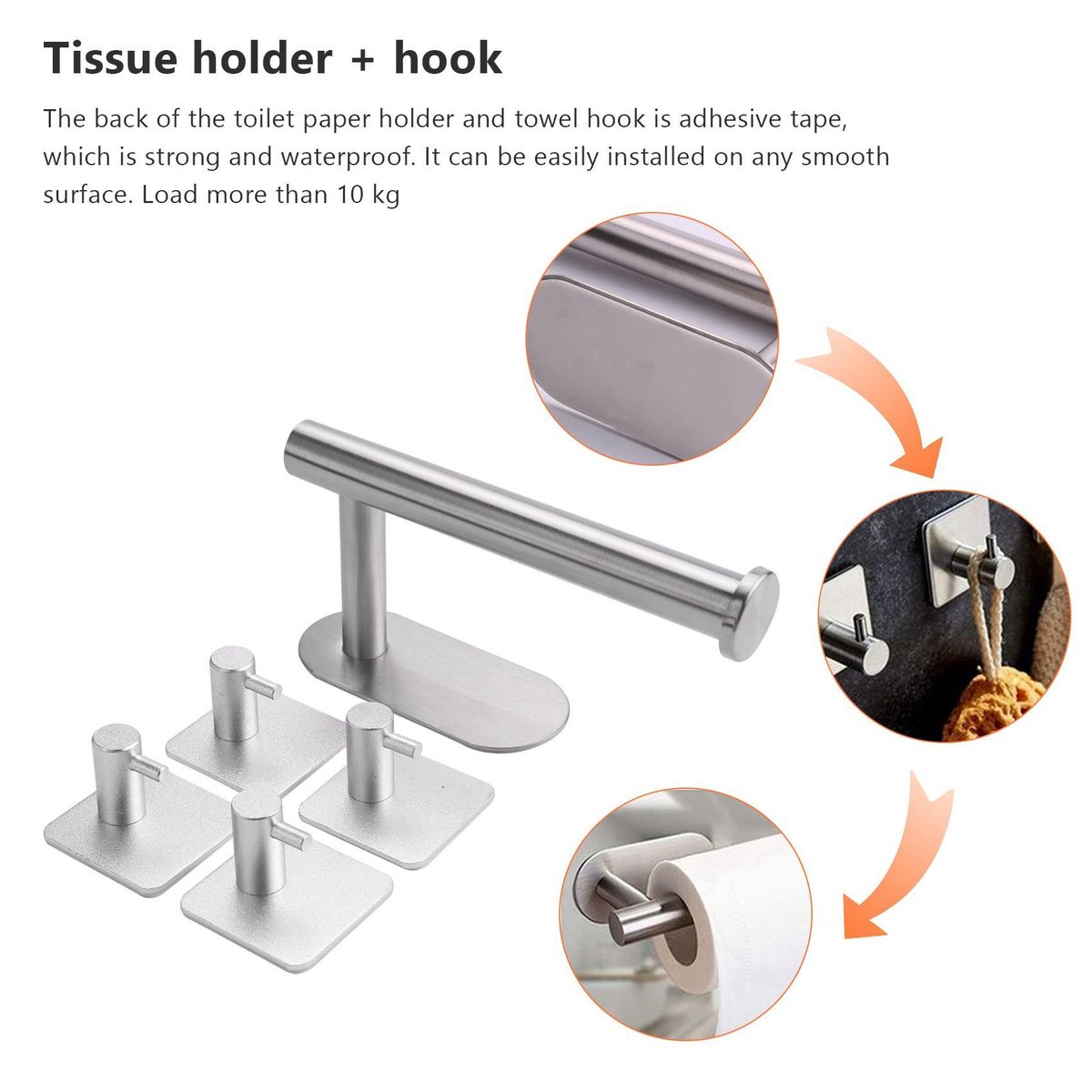 Toilet Paper Holder Self Adhesive Toilet Roll Holder,4