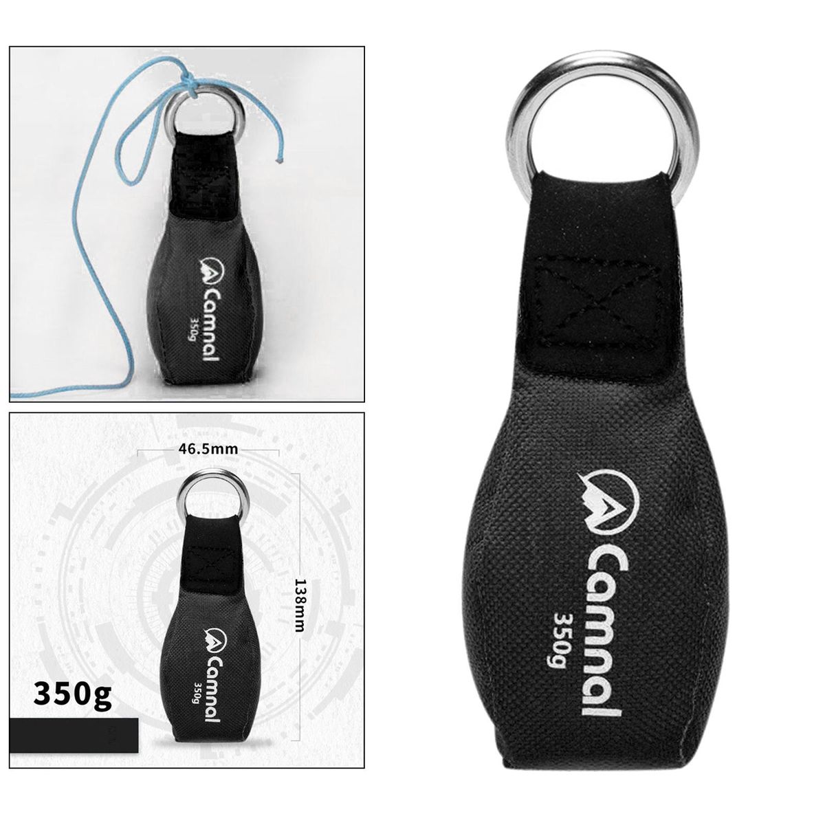 Rock Climbing Arborist Throw Weight Bag Pouch, 350g Tree Black