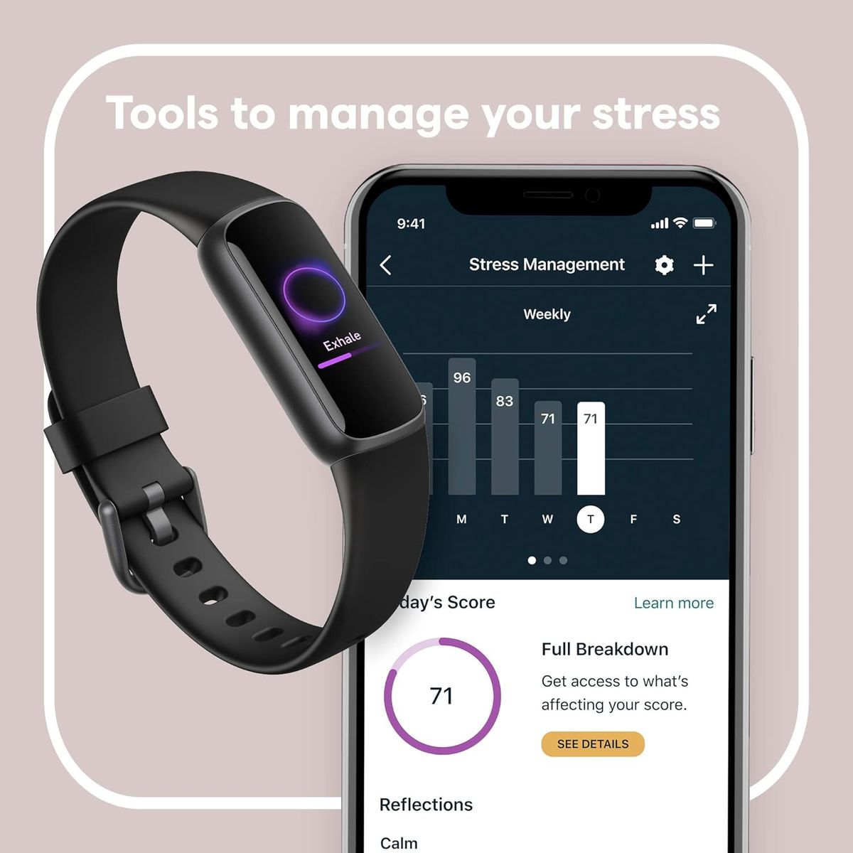 Luxe Fitness Tracker Watch With Stress Management