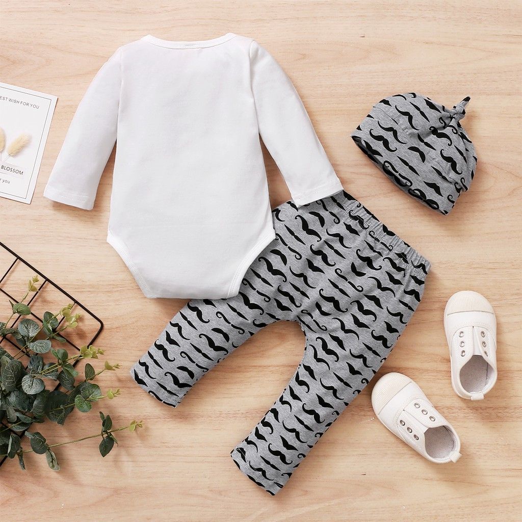 Mommy's New Man Baby Boys Long Sleeves Moustache Design Clothes Set