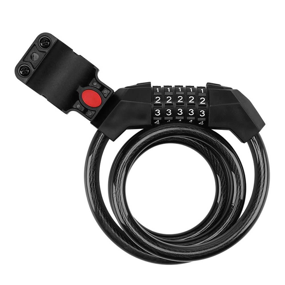 Bicycle Five Digit Code Transparent Lock Riding Equipment Thick Steel Cable Aluminum Alloy Waterproof Antirust Mountain Bike Lock Anti Theft Cycling Chains Five-digit Password Lock
