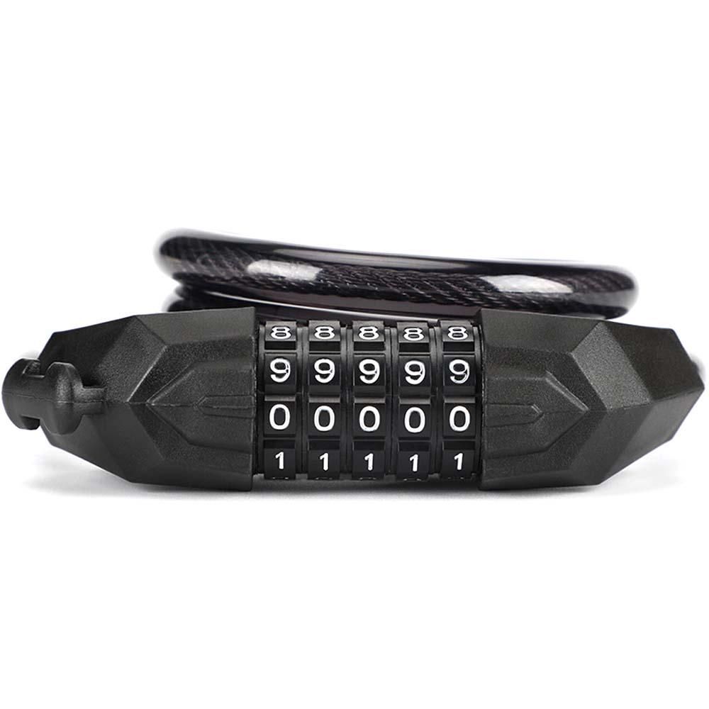 Bicycle Five Digit Code Transparent Lock Riding Equipment Thick Steel Cable Aluminum Alloy Waterproof Antirust Mountain Bike Lock Anti Theft Cycling Chains Five-digit Password Lock