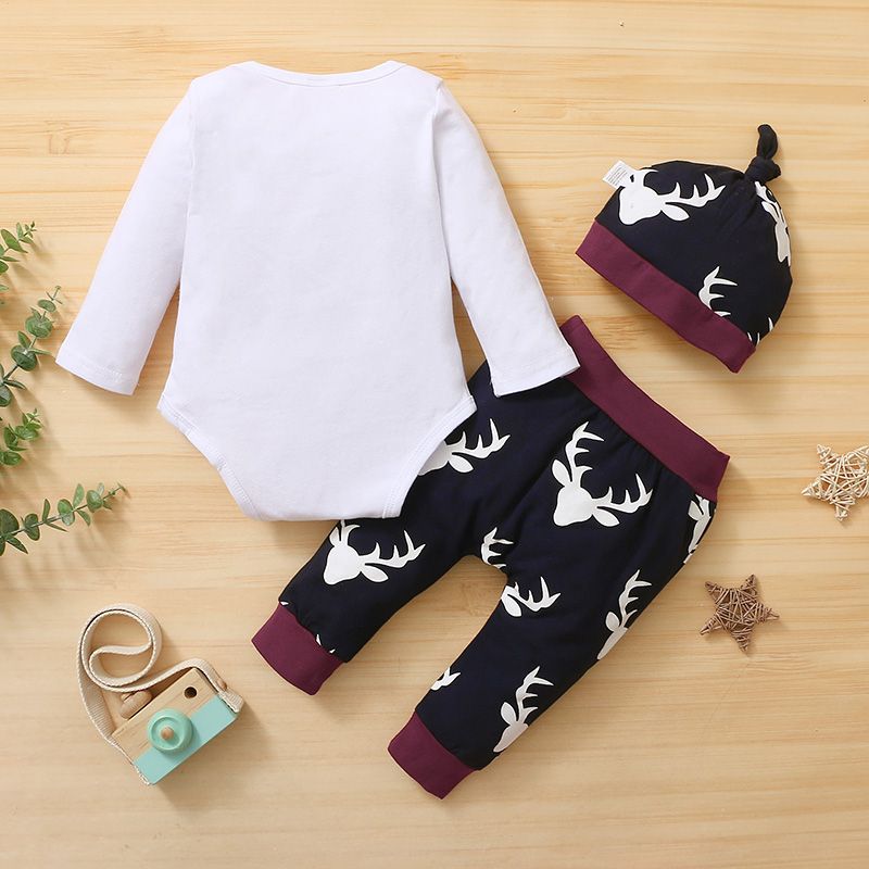 Baby Boys Long Sleeves Bodysuit Antlers Clothes Set Cotton Pajamas