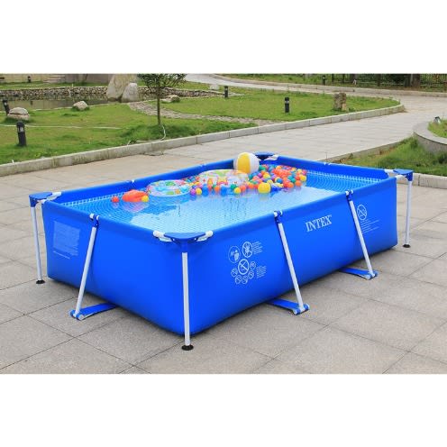 Metal Frame Above Ground Rectangular Pool  -Blue