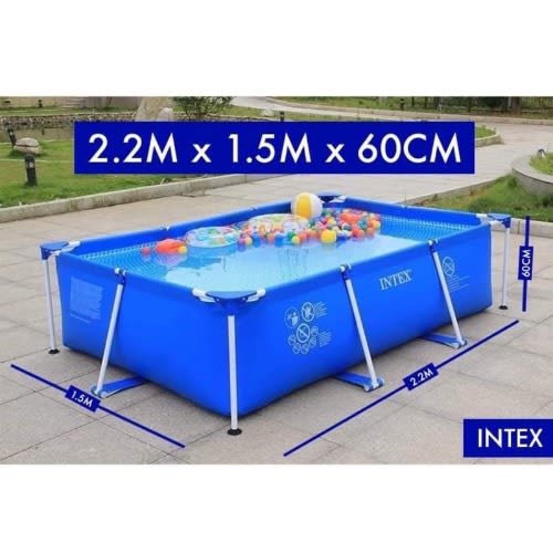Metal Frame Above Ground Rectangular Pool  -Blue