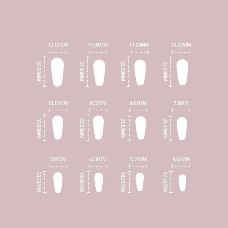 Z499 Sweetie French Tip Press on Nails with Designs Extra Long Rhinestone Fake Nail with Adhesive for Valentine's Day