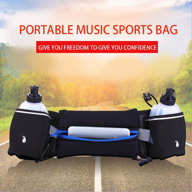 Waist Belt Bum Bag Running Pouch With 500ml Water Bottles
