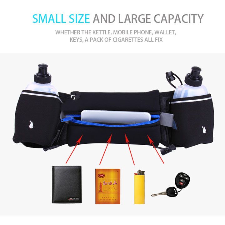 Waist Belt Bum Bag Running Pouch With 500ml Water Bottles