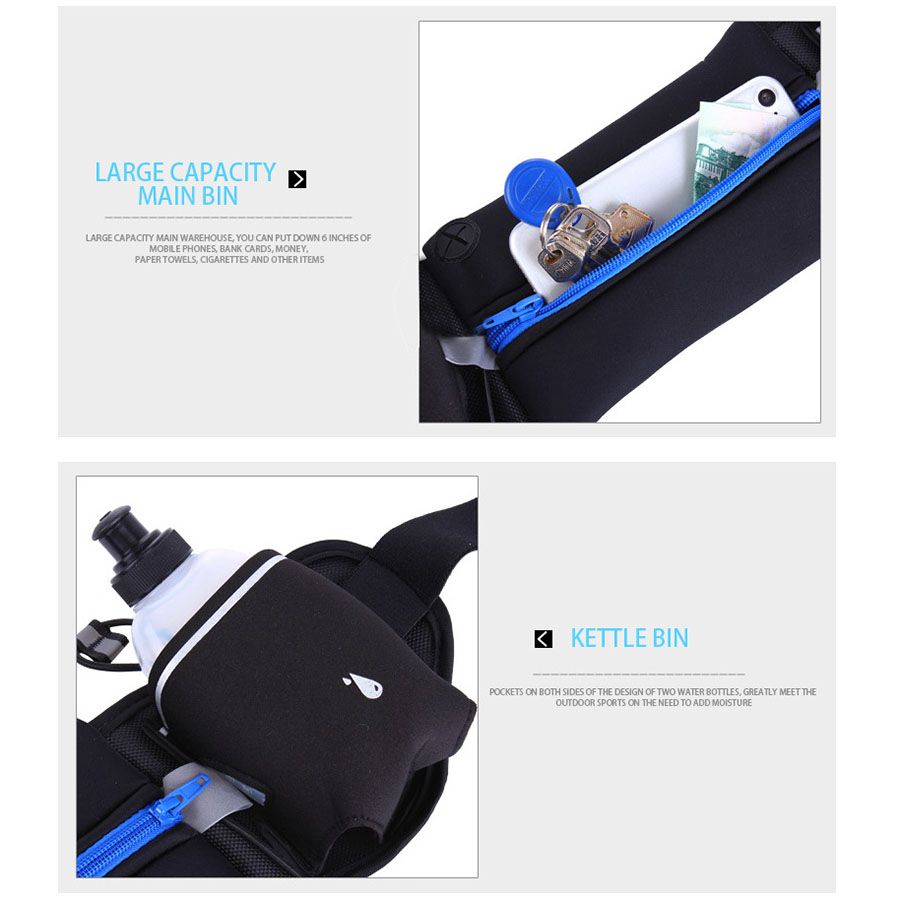 Waist Belt Bum Bag Running Pouch With 500ml Water Bottles
