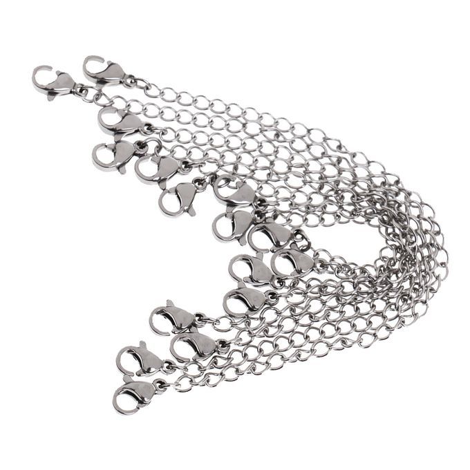 8pc DIY Silver Necklace Extender Jewelry Extension Chain With Lobster
