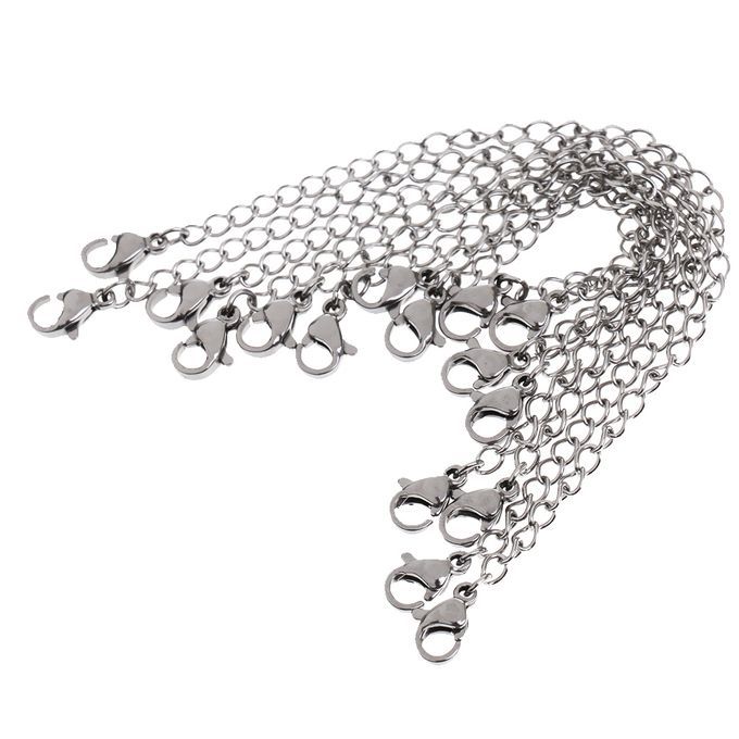 8pc DIY Silver Necklace Extender Jewelry Extension Chain With Lobster