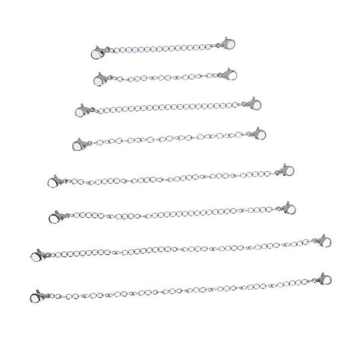 8pc DIY Silver Necklace Extender Jewelry Extension Chain With Lobster