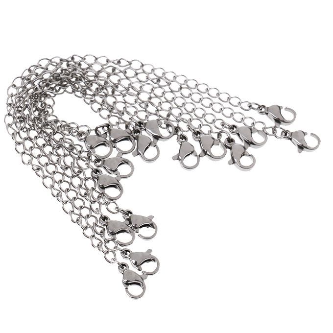 8pc DIY Silver Necklace Extender Jewelry Extension Chain With Lobster