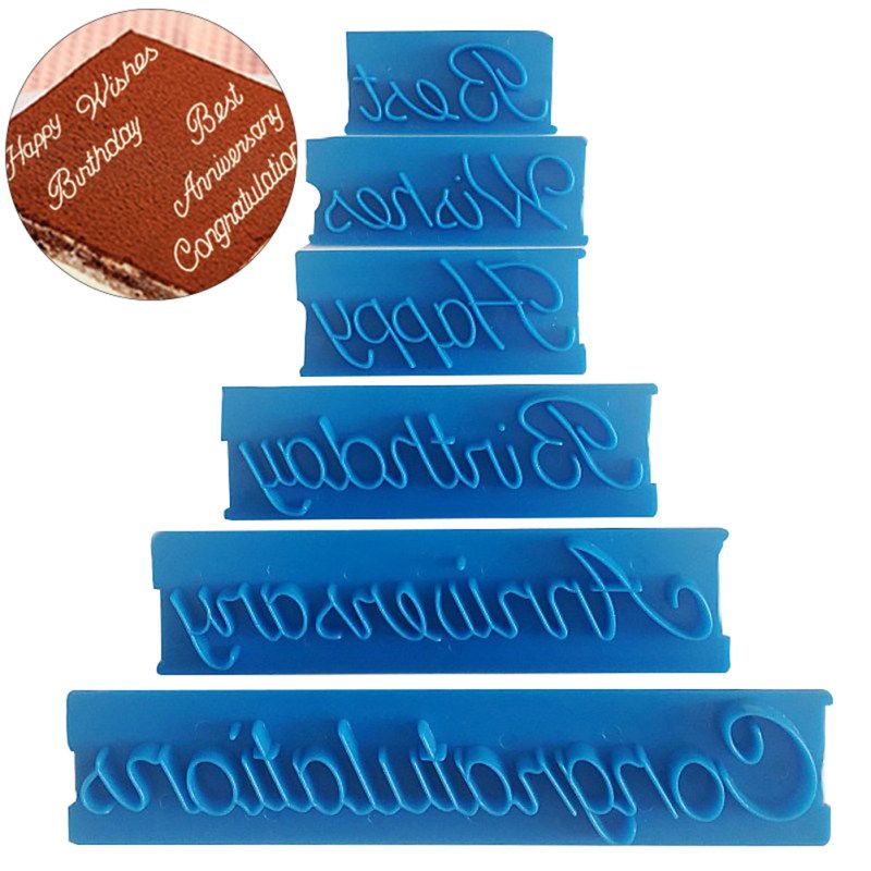6Pcs Blessing Letter Cake Mold Fondant Chocolate