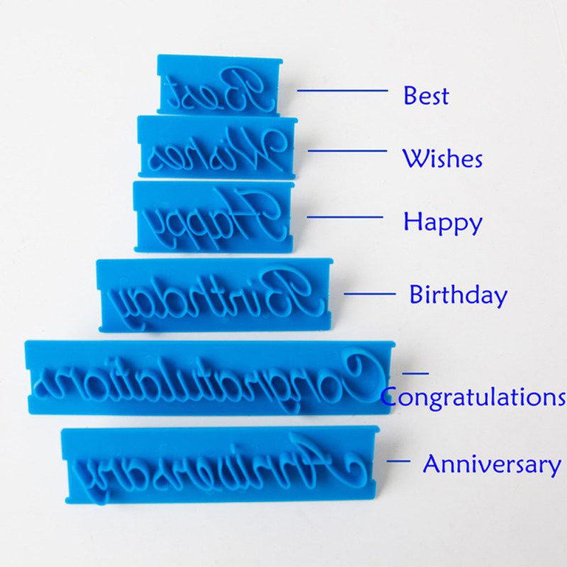 6Pcs Blessing Letter Cake Mold Fondant Chocolate