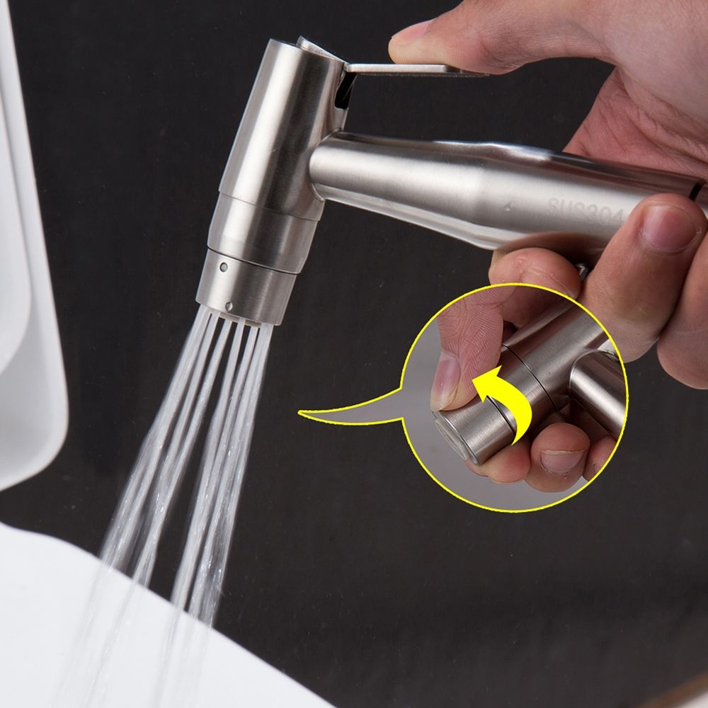 304 Stainless Steel Brushed Nickle Double Water Mode Bidet Sprayer Shattaf Hand Held Shower For Toilet Washing WS024A